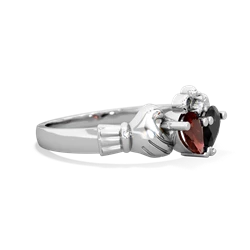 Garnet 'Our Heart' Claddagh 14K White Gold ring R2388