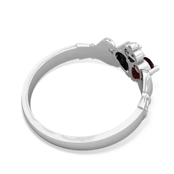 Garnet 'Our Heart' Claddagh 14K White Gold ring R2388