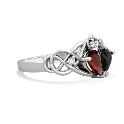 Garnet 'One Heart' Celtic Knot Claddagh 14K White Gold ring R5322