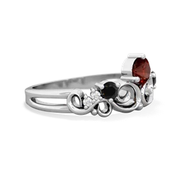 Garnet Crown Keepsake 14K White Gold ring R5740