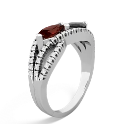 Garnet Diamond Rivers 14K White Gold ring R3070