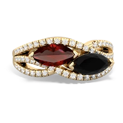 Garnet Diamond Rivers 14K Yellow Gold ring R3070