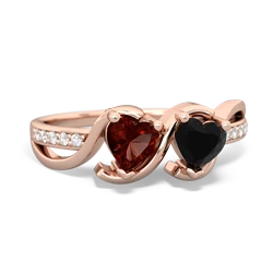 Garnet Side By Side 14K Rose Gold ring R3090