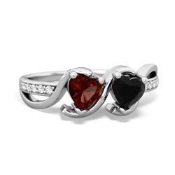 Garnet Side By Side 14K White Gold ring R3090