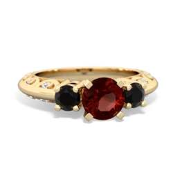 Garnet Art Deco Eternal Embrace Engagement 14K Yellow Gold ring C2003