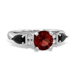 Garnet 6Mm Round Eternal Embrace Engagement 14K White Gold ring R2005