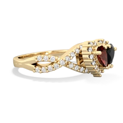 Garnet Diamond Twist 'One Heart' 14K Yellow Gold ring R2640HRT