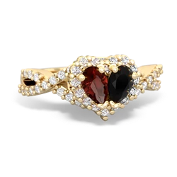 Garnet Diamond Twist 'One Heart' 14K Yellow Gold ring R2640HRT