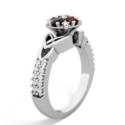 Garnet Celtic Knot Cluster Engagement 14K White Gold ring R26443RD