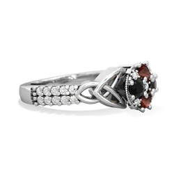 Garnet Celtic Knot Cluster Engagement 14K White Gold ring R26443RD