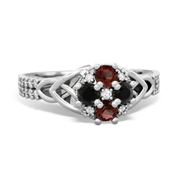 Garnet Celtic Knot Cluster Engagement 14K White Gold ring R26443RD