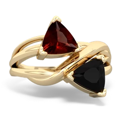 Garnet Split Band Swirl 14K Yellow Gold ring R2341