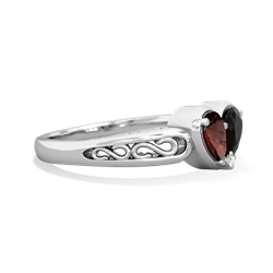 Garnet Filligree 'One Heart' 14K White Gold ring R5070