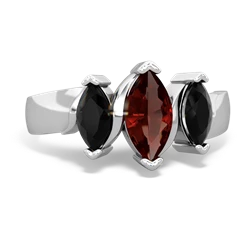 Garnet Three Peeks 14K White Gold ring R2433