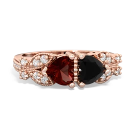 Garnet Diamond Butterflies 14K Rose Gold ring R5601