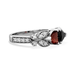 Garnet Diamond Butterflies 14K White Gold ring R5601