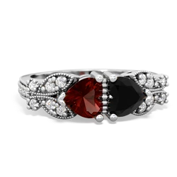 Garnet Diamond Butterflies 14K White Gold ring R5601