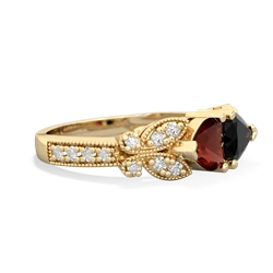 Garnet Diamond Butterflies 14K Yellow Gold ring R5601