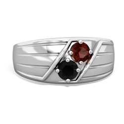 Garnet Men's Streamline 14K White Gold ring R0460