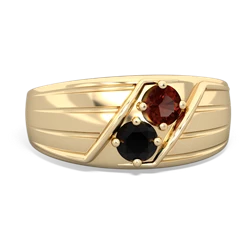 Garnet Men's Streamline 14K Yellow Gold ring R0460