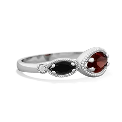 Garnet Milgrain Marquise 14K White Gold ring R5700