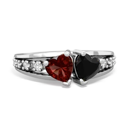 Garnet Heart To Heart 14K White Gold ring R3342