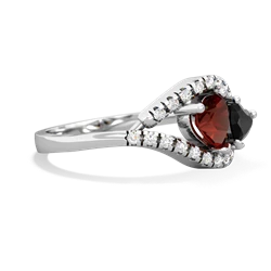 Garnet Mother And Child 14K White Gold ring R3010