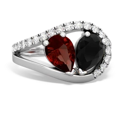 Garnet Nestled Heart Keepsake 14K White Gold ring R5650