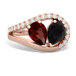 Garnet Nestled Heart Keepsake 14K Rose Gold ring R5650