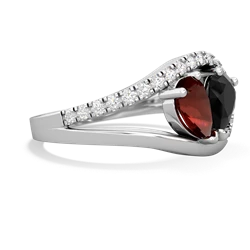 Garnet Nestled Heart Keepsake 14K White Gold ring R5650