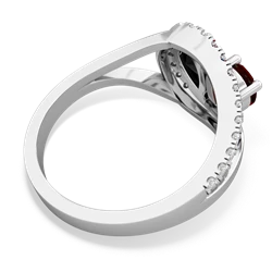 Garnet Nestled Heart Keepsake 14K White Gold ring R5650