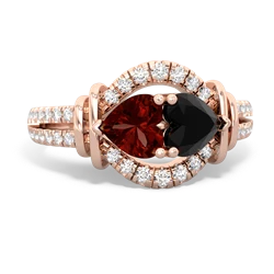 Garnet Art-Deco Keepsake 14K Rose Gold ring R5630