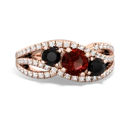 Garnet Three Stone Aurora 14K Rose Gold ring R3080