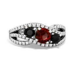 Garnet Three Stone Aurora 14K White Gold ring R3080