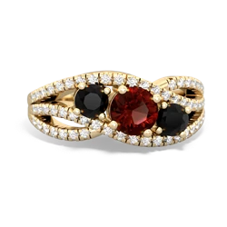 Garnet Three Stone Aurora 14K Yellow Gold ring R3080