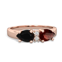 Garnet Pear Bowtie 14K Rose Gold ring R0865