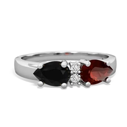 Garnet Pear Bowtie 14K White Gold ring R0865