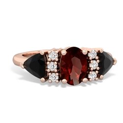 Garnet Antique Style Three Stone 14K Rose Gold ring R2186