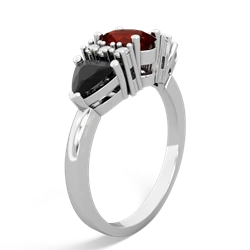 Garnet Antique Style Three Stone 14K White Gold ring R2186