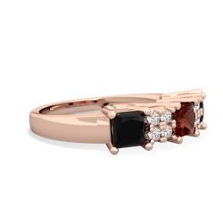 Garnet Three Stone Diamond Cluster 14K Rose Gold ring R2592