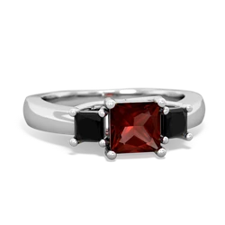 Garnet Three Stone Trellis 14K White Gold ring R4015