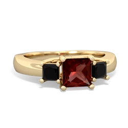 Garnet Three Stone Trellis 14K Yellow Gold ring R4015