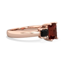 Garnet Three Stone Emerald-Cut Trellis 14K Rose Gold ring R4021