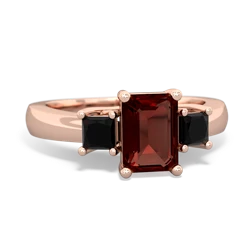 Garnet Three Stone Emerald-Cut Trellis 14K Rose Gold ring R4021