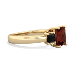 Garnet Three Stone Emerald-Cut Trellis 14K Yellow Gold ring R4021