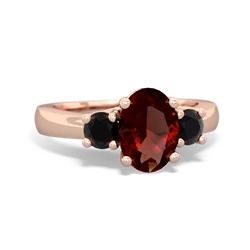 Garnet Three Stone Oval Trellis 14K Rose Gold ring R4024