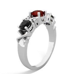 Garnet Hugs And Kisses 14K White Gold ring R5016