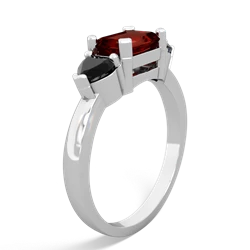 Garnet Three Stone 14K White Gold ring R5235