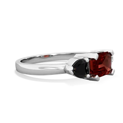 Garnet Three Stone 14K White Gold ring R5235