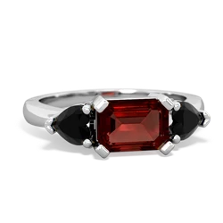 Garnet Three Stone 14K White Gold ring R5235